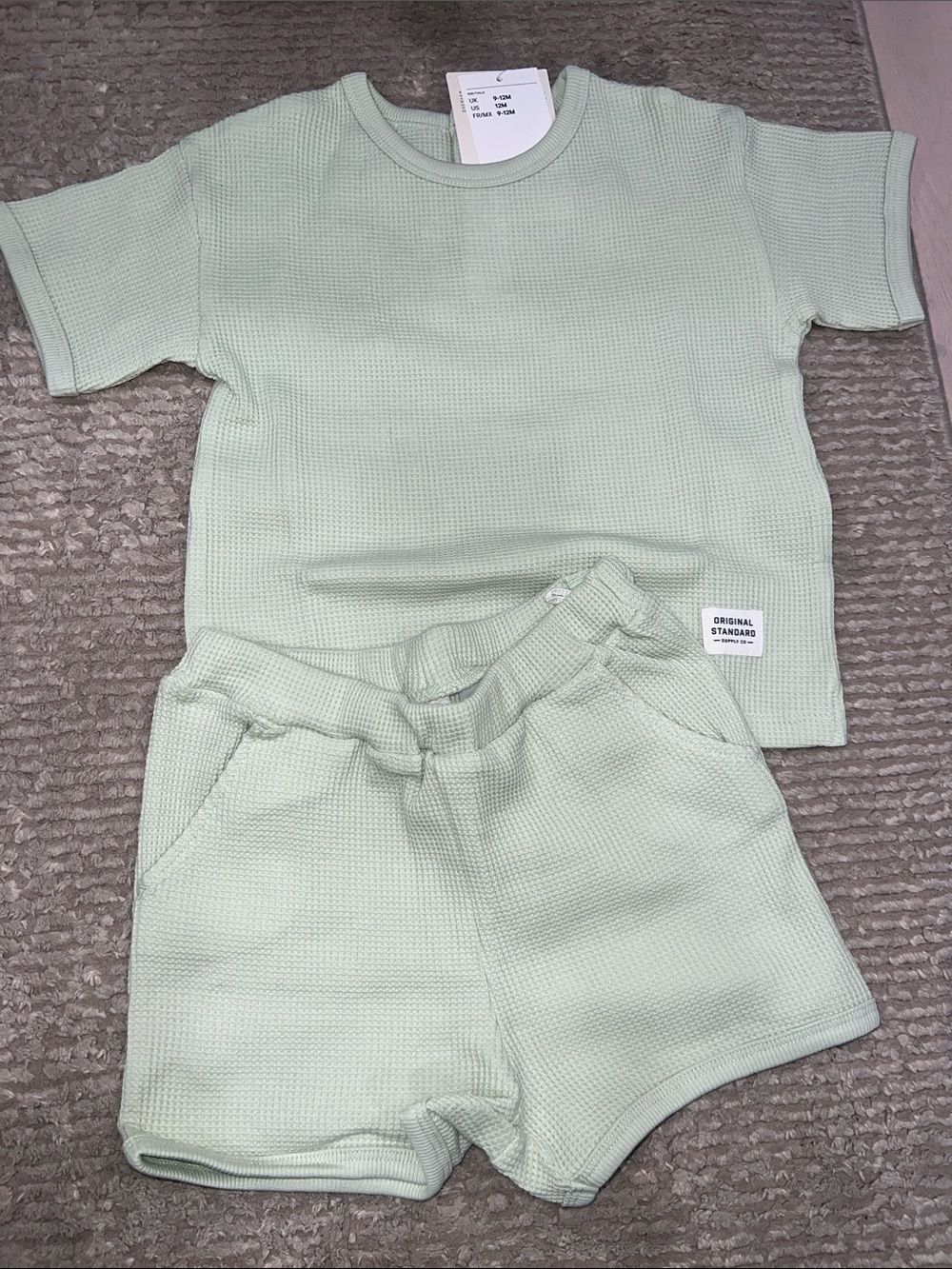 H&M Kids' Mint Waffle Knit Tee & Shorts Set